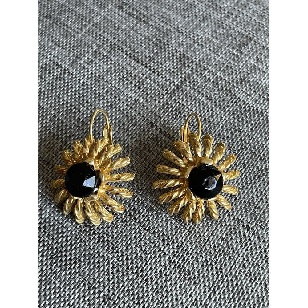 Bijou Terner Tempo Starburst Earring Gold Tone Clip On Atomic Statement Cocktail